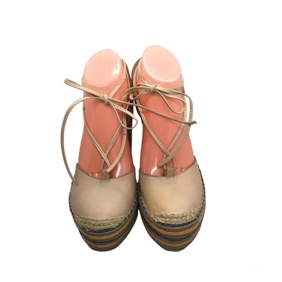 Jeffrey Campbell Womens Sz 8‎ Leather Espadrille Platform Wedge Shoe Ankle Strap - Picture 3 of 16
